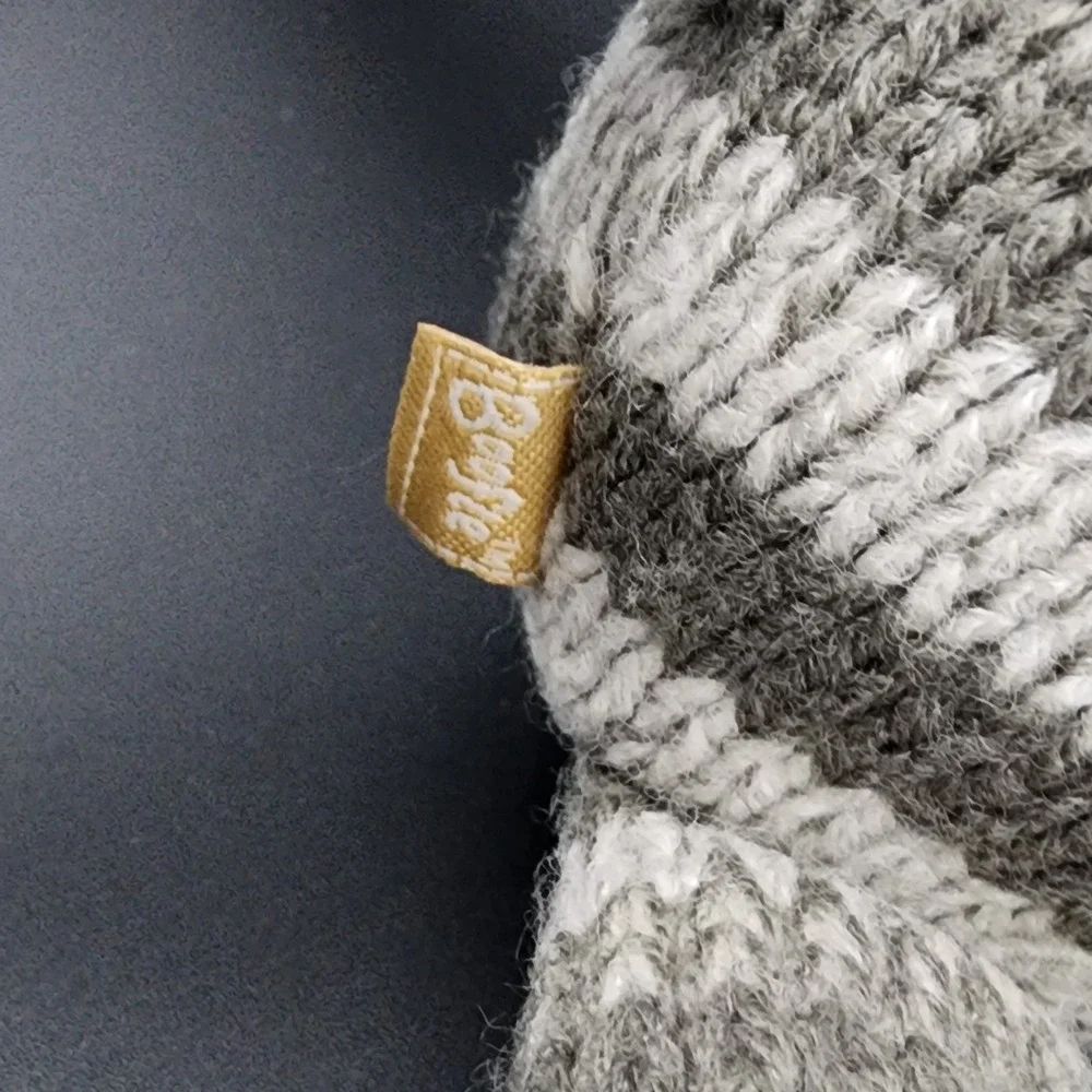 Hallmark KNIT Stuffed Plush Gray And White Striped‎ 8